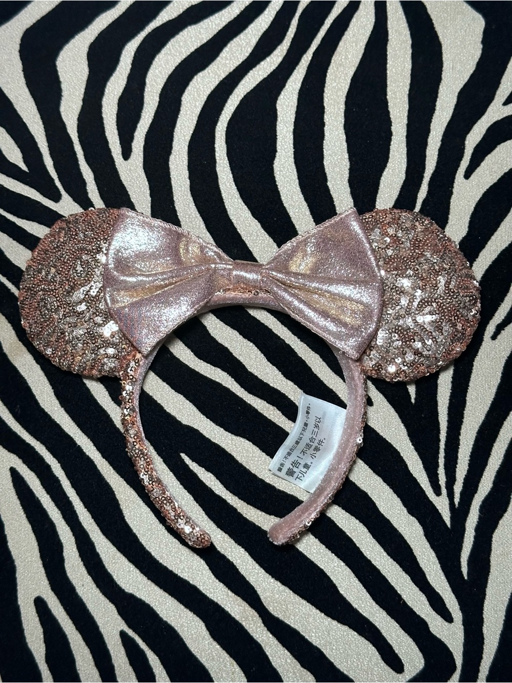 Disney Rose Gold Sequin Minnie Mouse Ear Headband